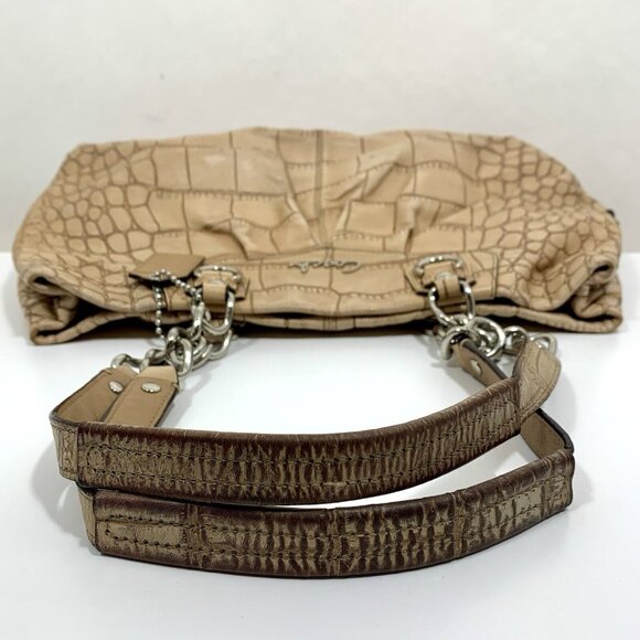 COACH Ashley F17661 Croc Embossed Leather Carry All Tote Bag Purse Chain Strap - Picture 8 of 16